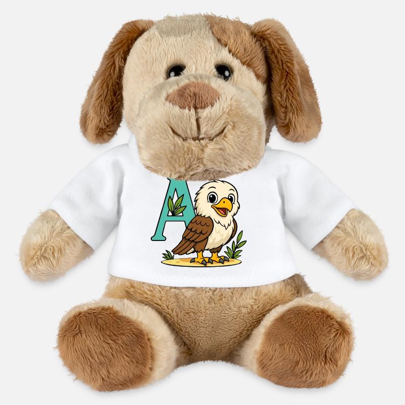 Niedlicher Adler mit Initiale A und Laub - MiniFeet® Hund Helge - Weiß