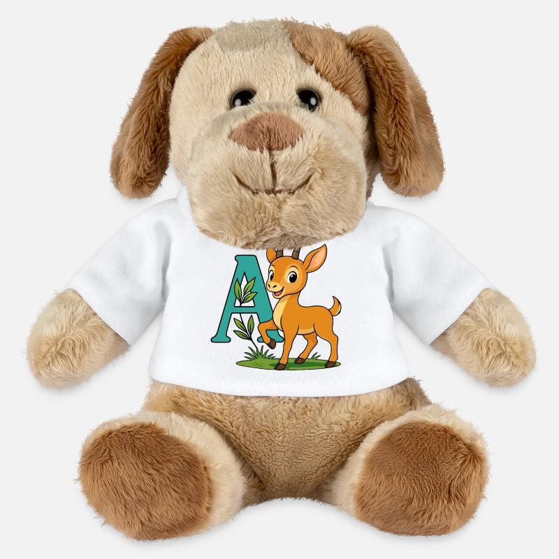 Kindliche Antilope mit dem Buchstaben A - MiniFeet® Hund Helge - Weiß