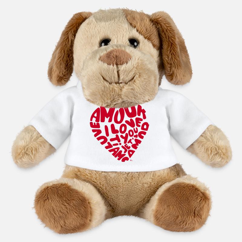 Mehrsprachiges Herz - MiniFeet® Hund Helge - Weiß