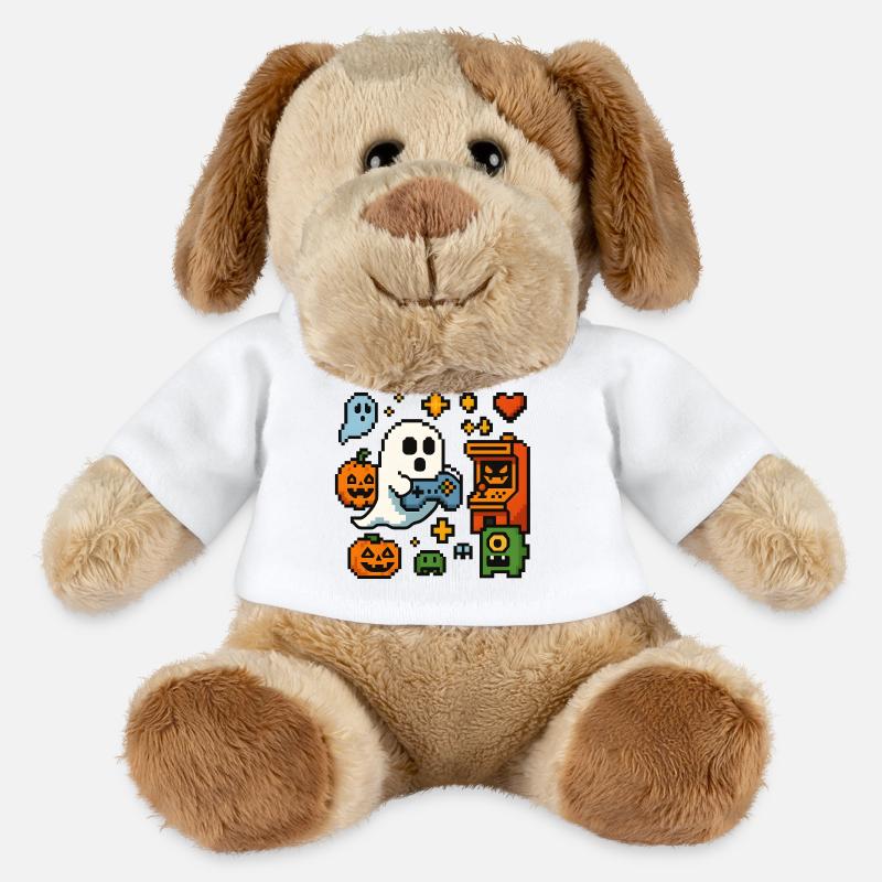 Pixel Ghost Gaming Design rétro - Chien en peluche Helge MiniFeet® - blanc