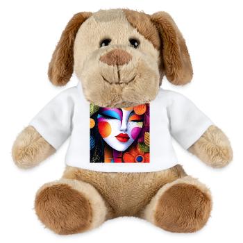 Abstract portrait in bright colors - MiniFeet® Dog Helge - white - Front