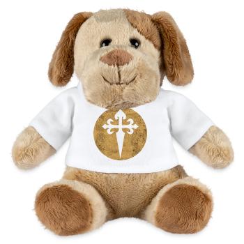 Croix de Saint-Jacques cercle doré illustration - Chien en peluche Helge MiniFeet® - blanc - Devant
