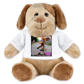 Poupée oiseau skateur streetart avec design artistique - Chien en peluche Helge MiniFeet® - blanc - Devant