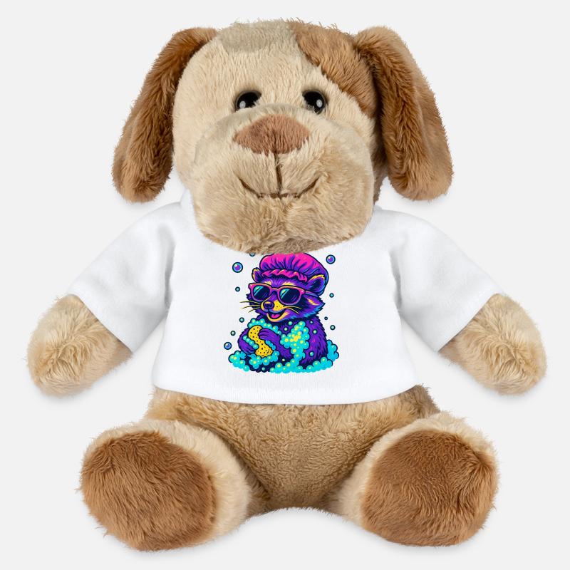 Neon Waschbär - MiniFeet® Hund Helge - Weiß