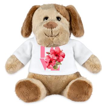 Vivid Hibiscus Floral Coeur Design - Chien en peluche Helge MiniFeet® - blanc - Devant