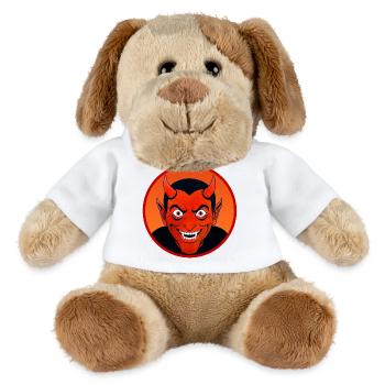 Tête de diable démoniaque avec corne - Chien en peluche Helge MiniFeet® - blanc - Devant