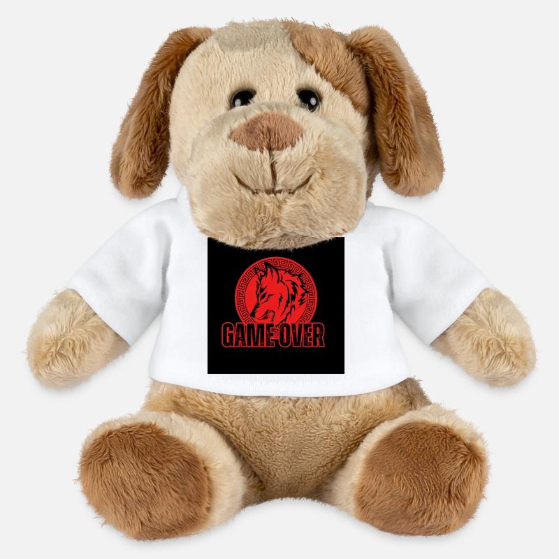 Aggressiver Roter Wolf "Game Over" - MiniFeet® Hund Helge - Weiß