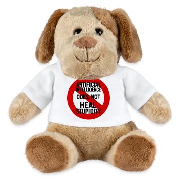 Kritischer Anti-KI Aufdruck - MiniFeet® Hund Helge - Weiß - Vorne