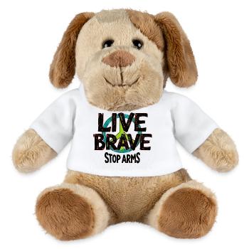 LIVE BRAVE – STOP ARMS against war and violence - MiniFeet® Dog Helge - white - Front