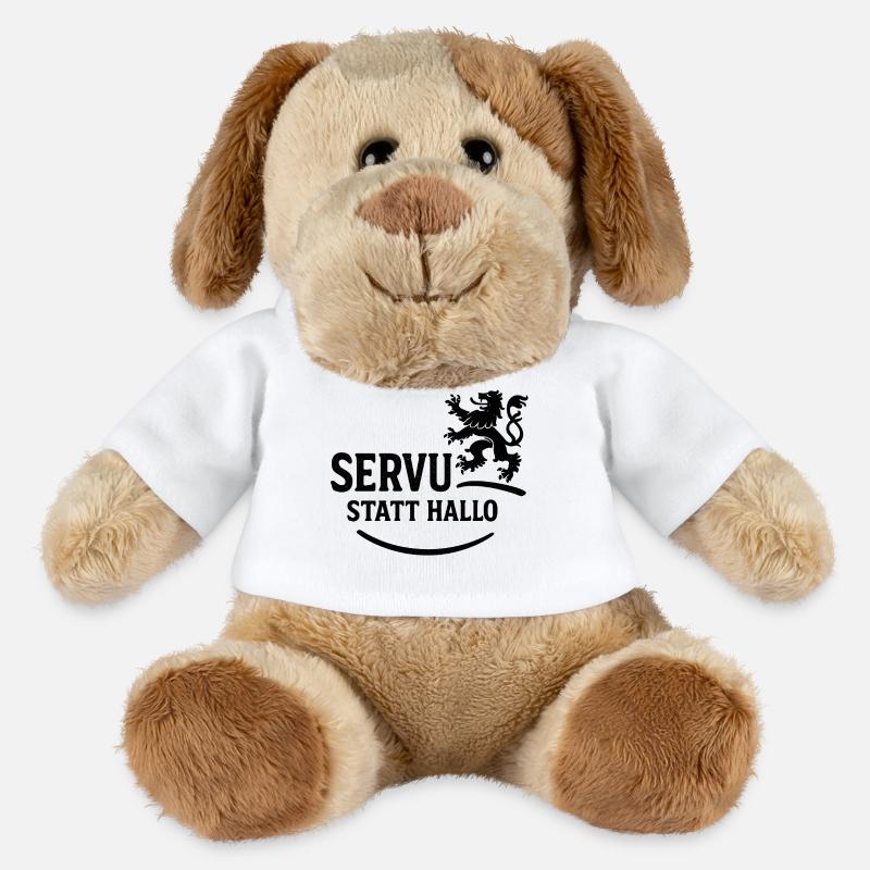 Servus statt Hallo – Bayerischer Dialekt Spruch  - MiniFeet® Hund Helge - Weiß