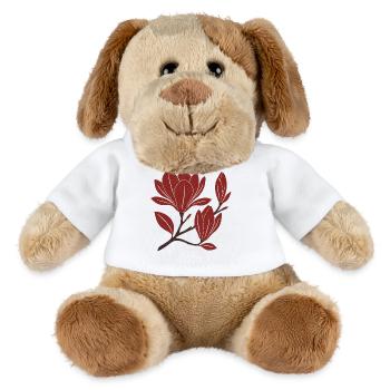 Red Magnolia Branch Pattern - MiniFeet® Dog Helge - white - Front