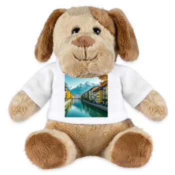 Alpenkanal und buntes Dorf - MiniFeet® Hund Helge - Weiß - Vorne