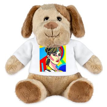 Buntes Pop-Porträt - MiniFeet® Hund Helge - Weiß - Vorne