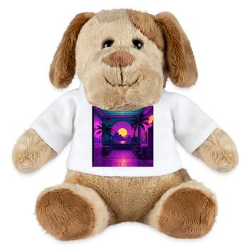 Tropischer Neon-Sonnenuntergang im Innenbereich - MiniFeet® Hund Helge - Weiß - Vorne