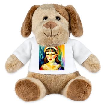 Lebendiges Regenbogen-Frauenporträt - MiniFeet® Hund Helge - Weiß - Vorne