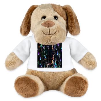 Portrait de pluie de néons avec gouttelettes - Chien en peluche Helge MiniFeet® - blanc - Devant