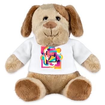 Géométrie des couleurs kaléidoscopique abstraite - Chien en peluche Helge MiniFeet® - blanc - Devant
