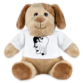 Ghost with Cat Sketch – Child-Friendly Halloween - MiniFeet® Dog Helge - white - Front