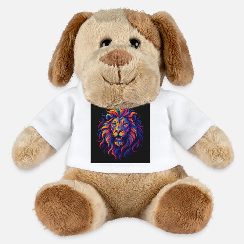 Neon Colors Lion Head Artwork - MiniFeet® Dog Helge - white