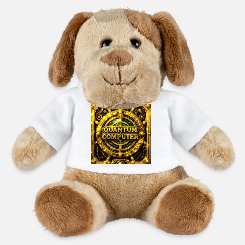 Golden Quantum Computer Emblem - MiniFeet® Dog Helge - white