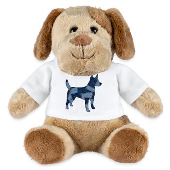 Chien en patchwork en denim - Chien en peluche Helge MiniFeet® - blanc - Devant