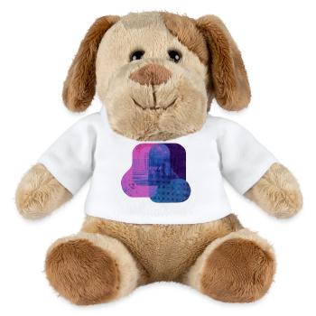 Abstract Tech Layers — Blue & Pink Digital Art - MiniFeet® Dog Helge - white - Front