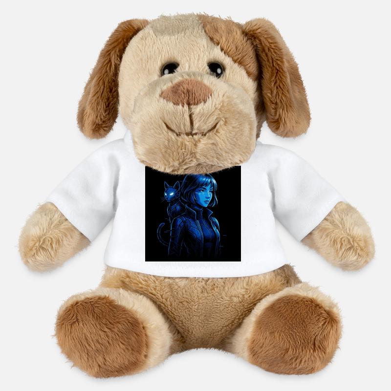 Chasseur de néons avec chat de compagnie - Chien en peluche Helge MiniFeet® - blanc