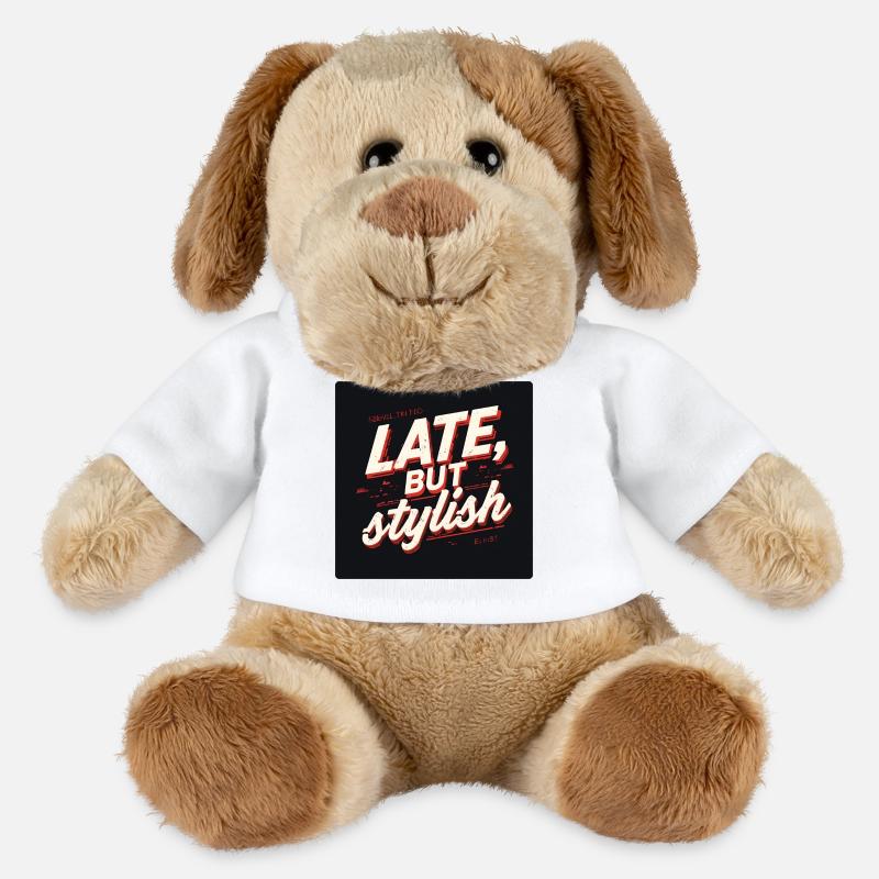 Late, But Stylish Retro Script - Chien en peluche Helge MiniFeet® - blanc