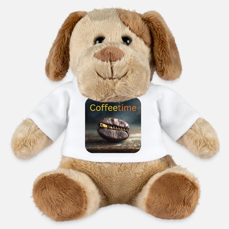 Coffeetime Kaffeebohne mit Reißverschluss - MiniFeet® Hund Helge - Weiß