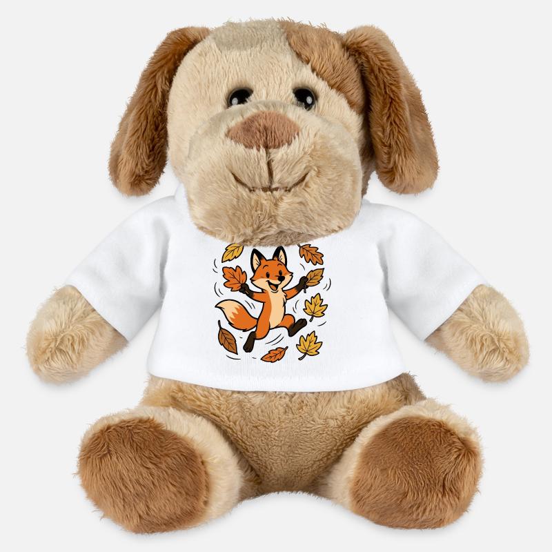 Fuchs Herbst Wald Laub Blätter Wind Freude Spiel - MiniFeet® Hund Helge - Weiß