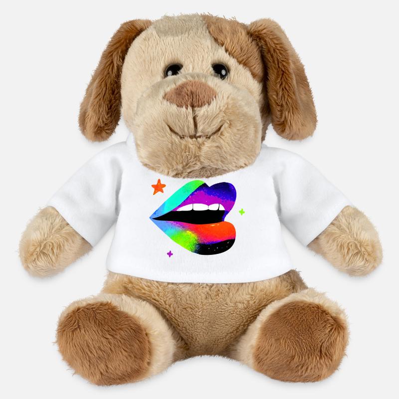 Rainbow Lip Pop Art - MiniFeet® Dog Helge - white