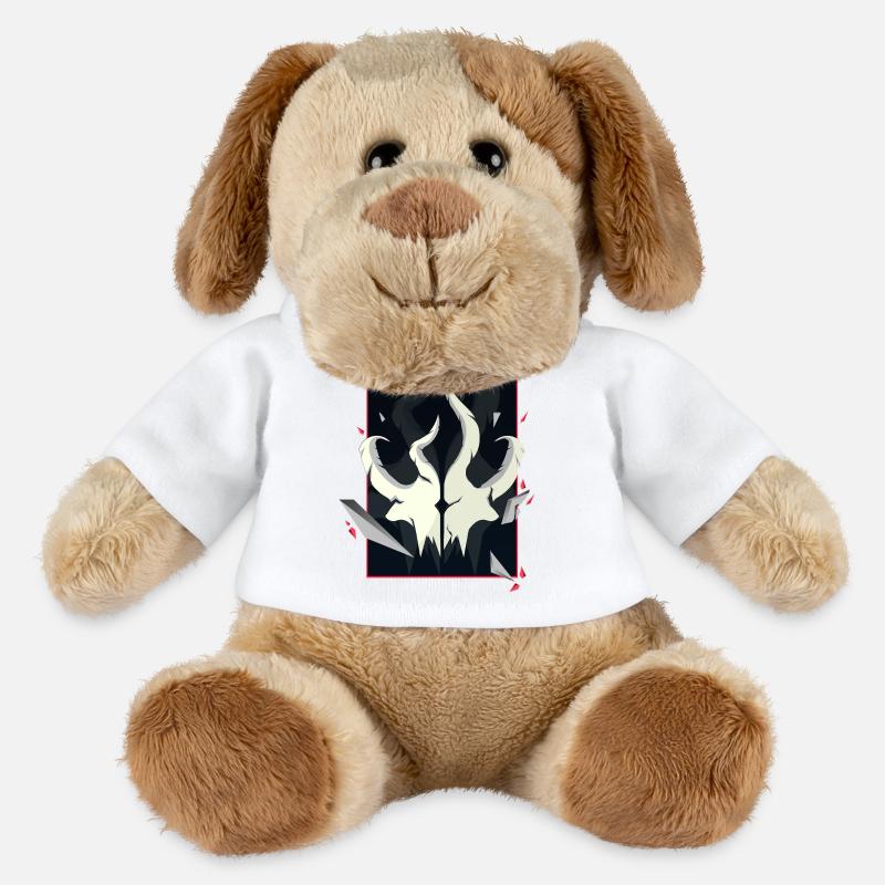 Horned Skull – Red Accent Edition - MiniFeet® Dog Helge - white