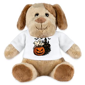 Halloween Kürbis Geisterhaus Szene - MiniFeet® Hund Helge - Weiß - Vorne