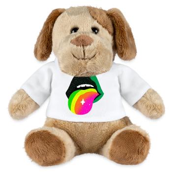 Langue arc-en-ciel Pop Art Lèvres - Chien en peluche Helge MiniFeet® - blanc - Devant