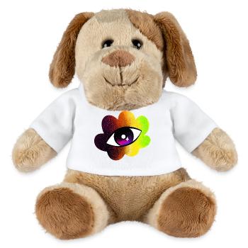 Regenbogenauge Blume Psychedelische Kunst - MiniFeet® Hund Helge - Weiß - Vorne