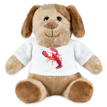 Homard rouge, illustration à l'aquarelle vive - Chien en peluche Helge MiniFeet® - blanc - Devant