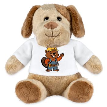 Beaver Construction Worker Bob Helm Hello Plan Builder - MiniFeet® Dog Helge - white - Front