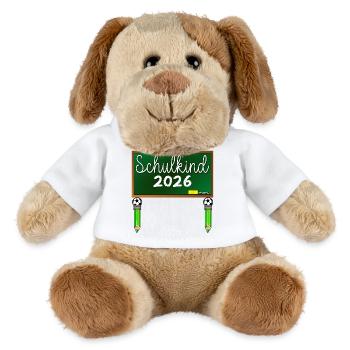 Einschulung Schulkind 2026 Schulanfang Fussball - MiniFeet® Hund Helge - Weiß - Vorne