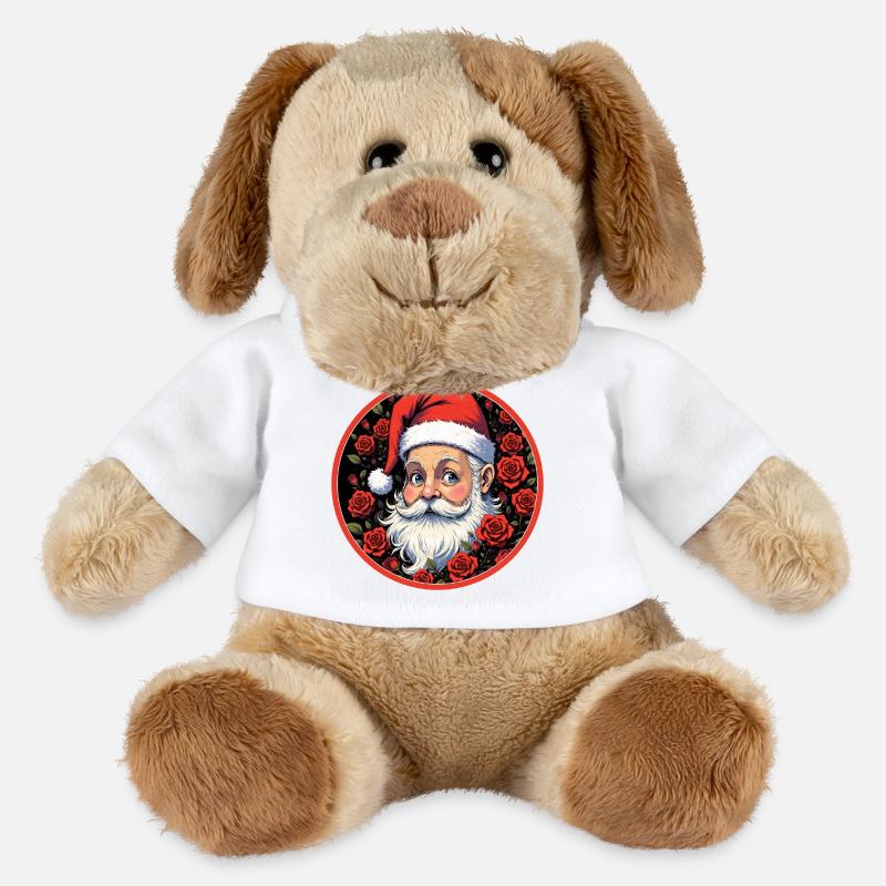 Romantischer Weihnachtsmann mit Rosen - MiniFeet® Hund Helge - Weiß