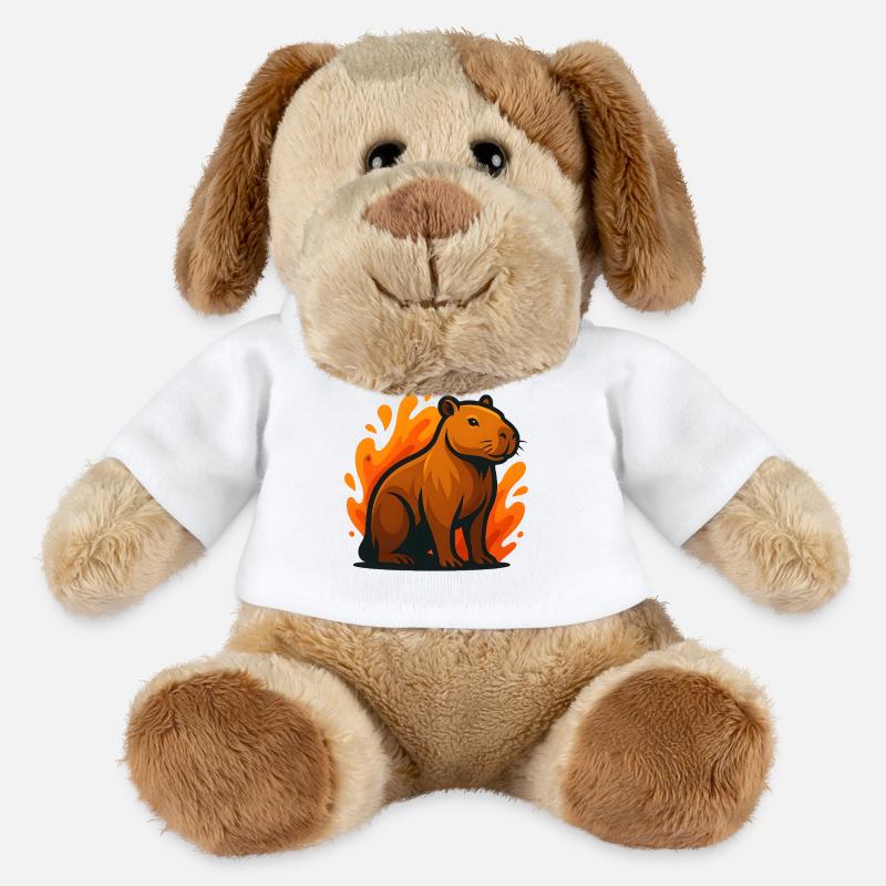 Kapybara in flames illustration - MiniFeet® Dog Helge - white
