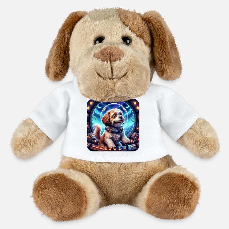 Petit Cosmique dans la capsule spatiale - Chien en peluche Helge MiniFeet® - blanc