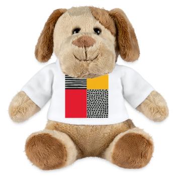 Scandi Art: Abstrakte Geometrie in Rot-Orange - MiniFeet® Hund Helge - Weiß - Vorne