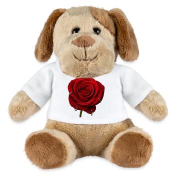 Red Rose with Piercings - MiniFeet® Dog Helge - white - Front