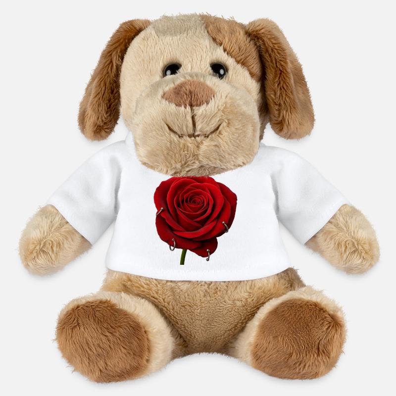 Rote Rose mit Piercings - MiniFeet® Hund Helge - Weiß