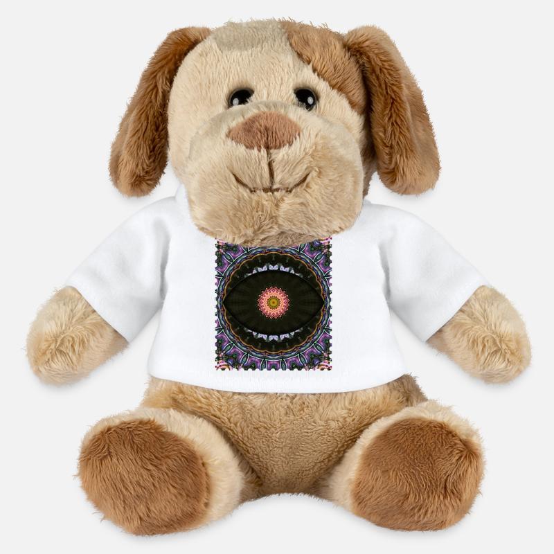 Kaleidoscope Mandala Neon Pattern - MiniFeet® Dog Helge - white