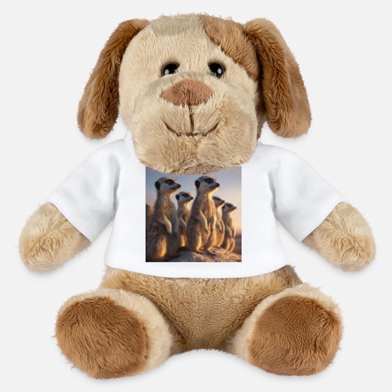 Wachsame Meerkatzen im Abendlicht Erdmännchen - MiniFeet® Hund Helge - Weiß