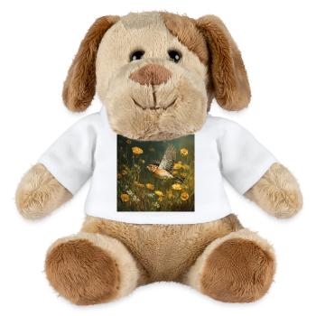 Chaffinch in a sea of flowers Flight through the summer day - MiniFeet® Dog Helge - white - Front