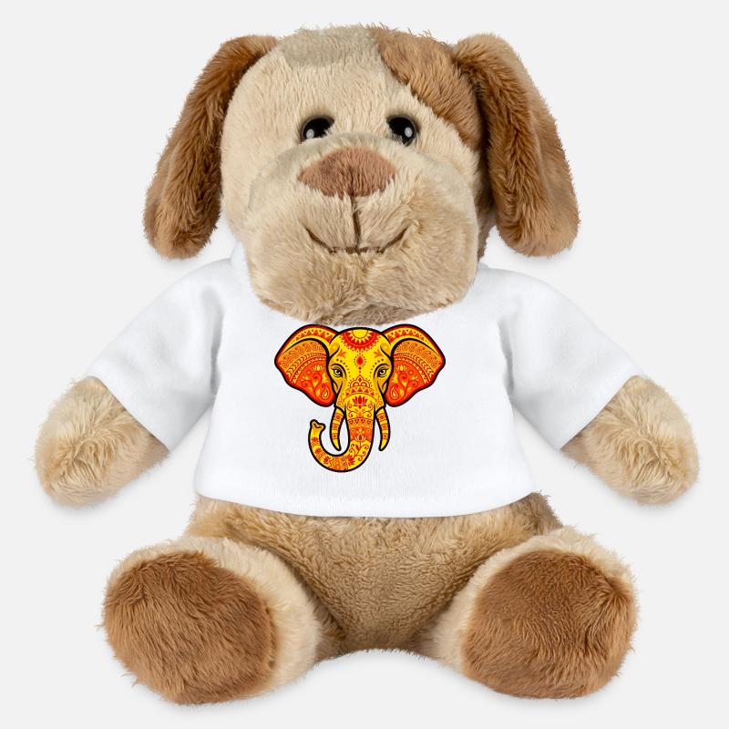 Leuchtend orangefarbener Elefant - MiniFeet® Hund Helge - Weiß