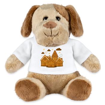 Honigbraune Lebkuchenhäuser Winterzauber - MiniFeet® Hund Helge - Weiß - Vorne