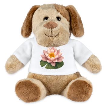 Polygon Seerose in Rosa auf grünem Blatt - MiniFeet® Hund Helge - Weiß - Vorne